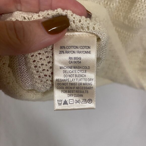 Tommy Bahama Pointelle Striped Lightweight Cream Sweater Size S - Picture 4 of 7